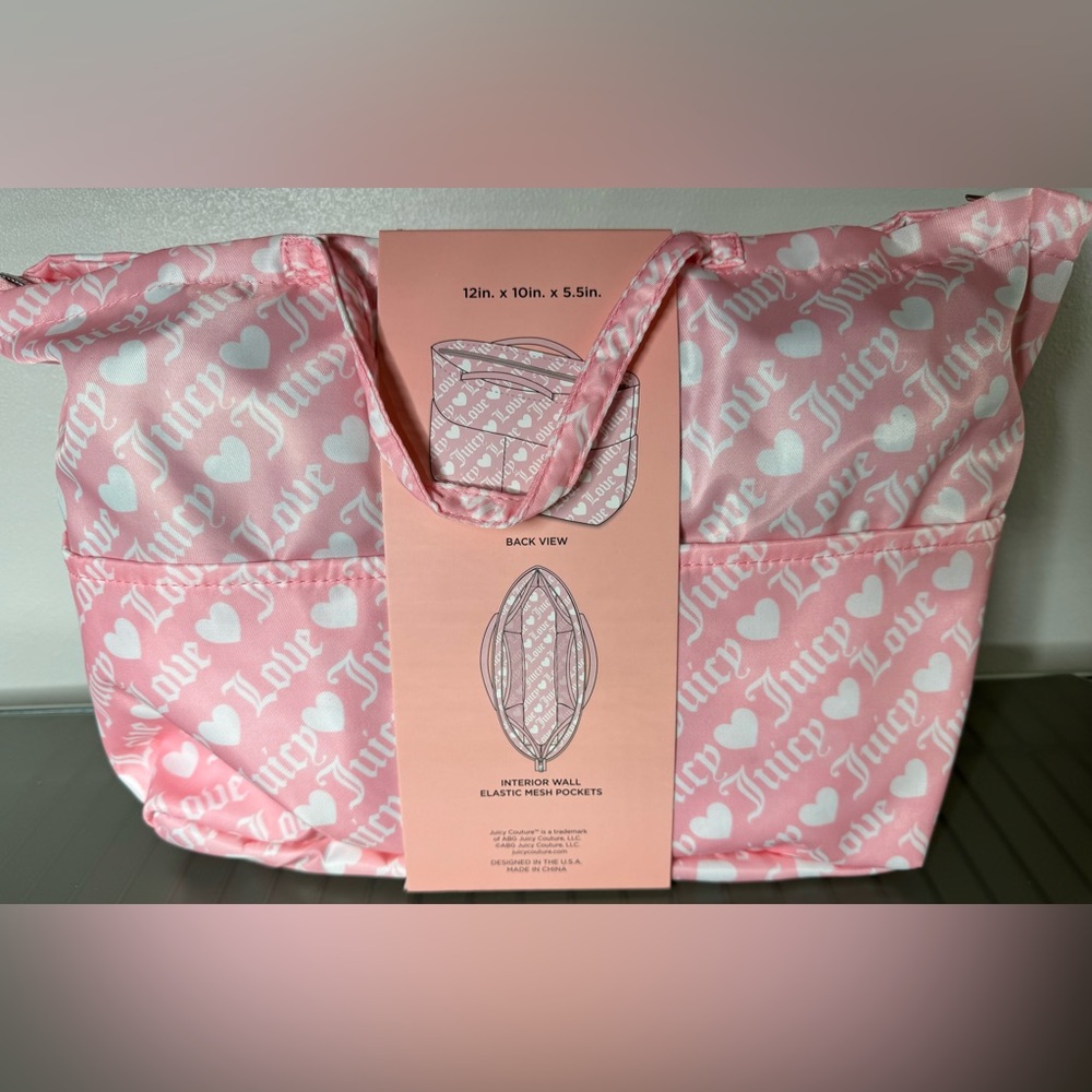 Juicy Couture logo Pink Heart Tote bag inset shoulder strap - Picture 5 of 6